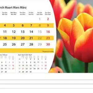 Bureaukalender Flowers 2025 - Maart