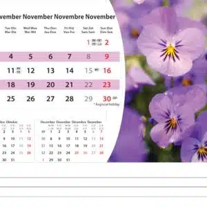 Bureaukalender Flowers 2025 - November