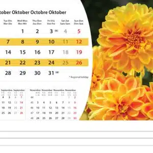 Bureaukalender Flowers 2025 - Oktober