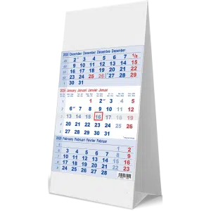 Kantoorkalender 3-maand 2025 blauw