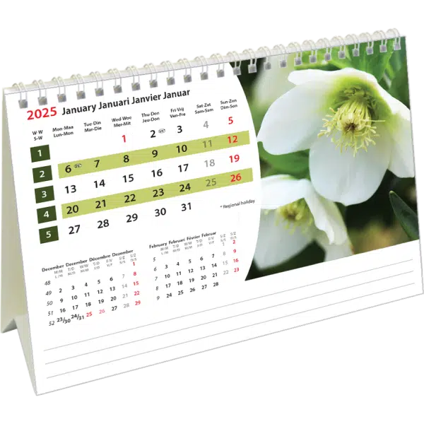 Bureaukalender Flowers 2025 - Januari