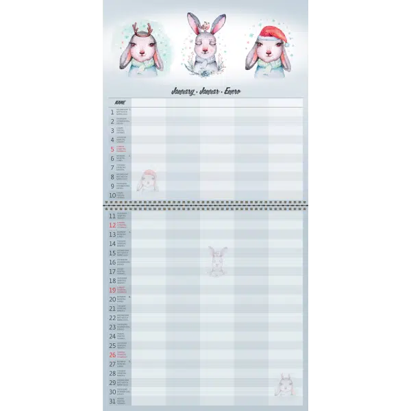 Muurkalender Family Planner 2025 - januari