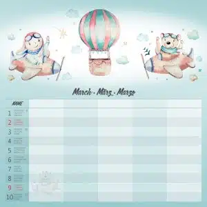 Muurkalender Family Planner 2025 - Maart