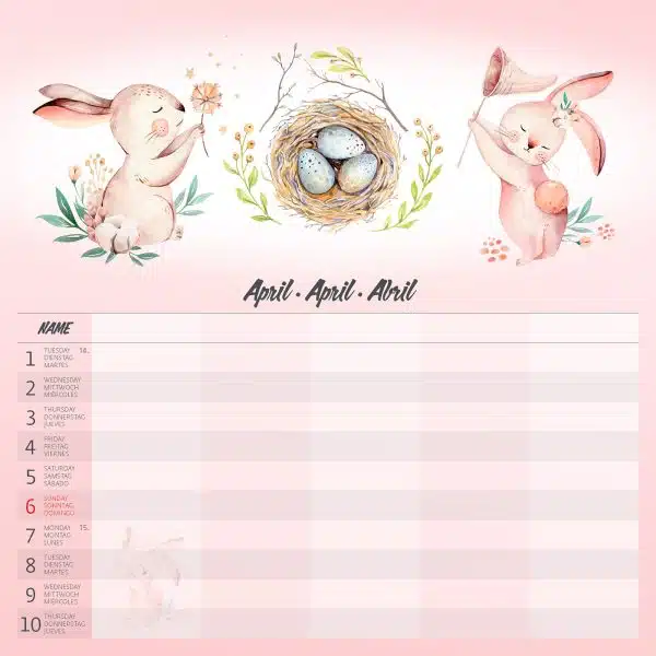 Muurkalender Family Planner 2025 - April